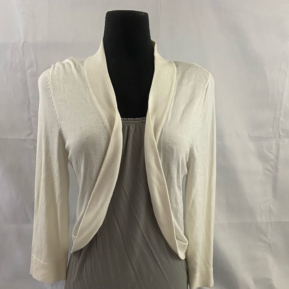 Jessica H Cream Knit Cardigan Bolero Shrug size Large